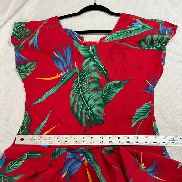 Vintage Banana Bay Red Tropical Leaf Hawaiian Dress‎ - Picture 7 of 9
